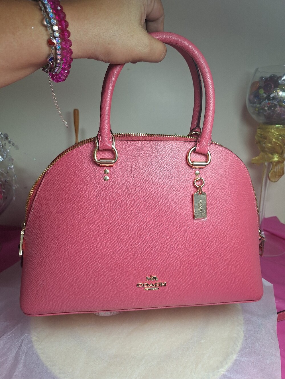 Coach Katy Dome Satchel Pink Coral